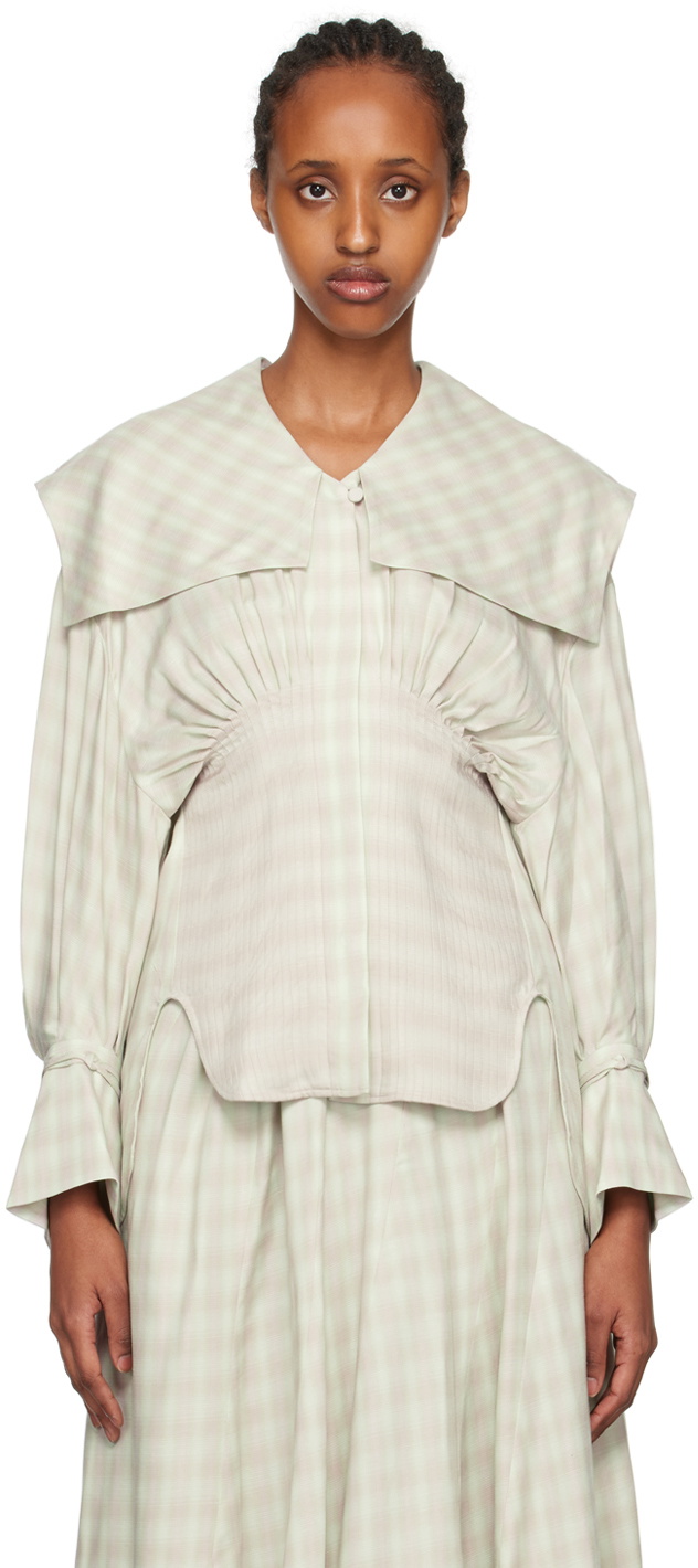 Mame Kurogouchi Green Check Blouse Mame Kurogouchi