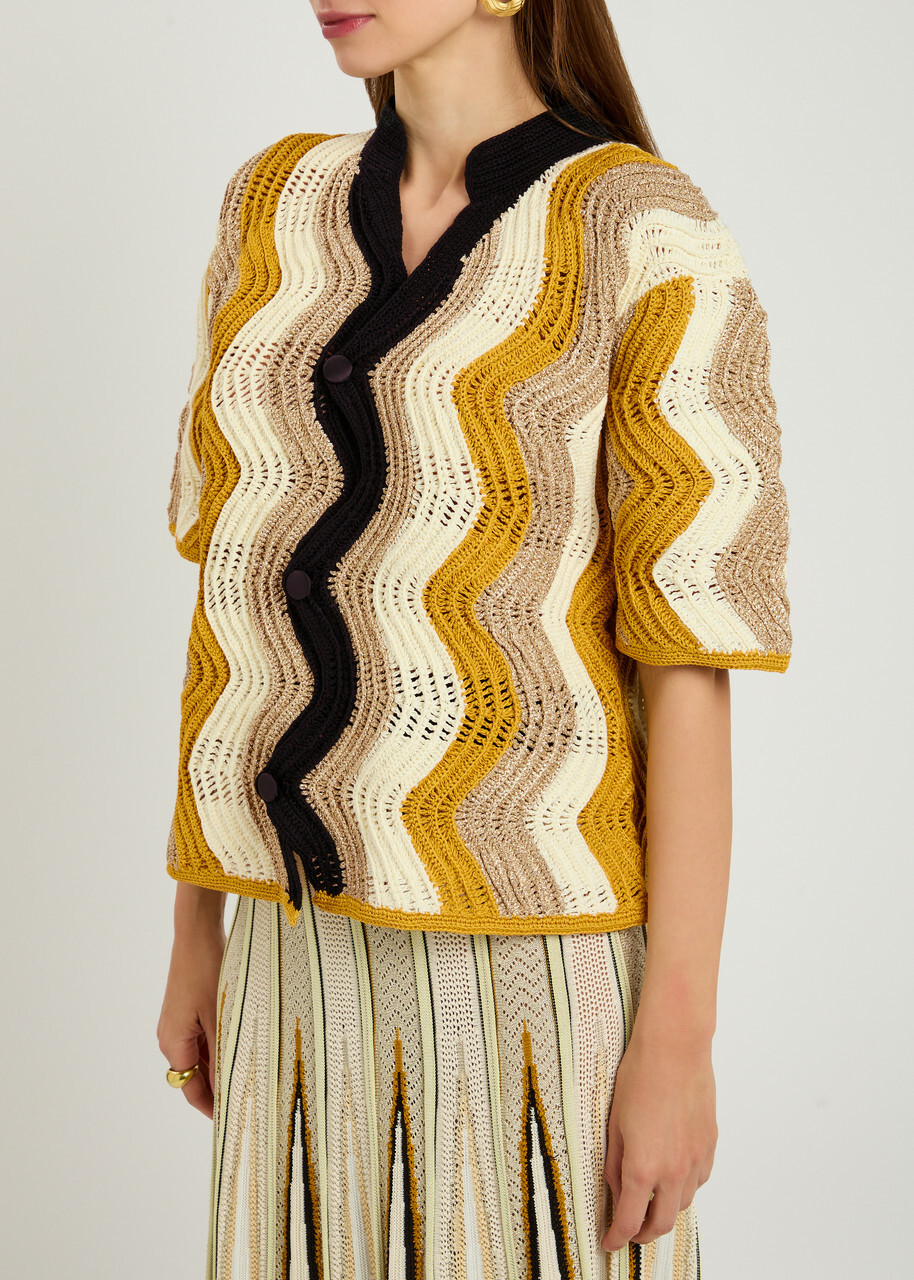Forte_forte Crotchet Cotton-blend Cardigan Beige