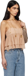 Chloé Pink Sleeveless Ruffle Silk Georgette Top