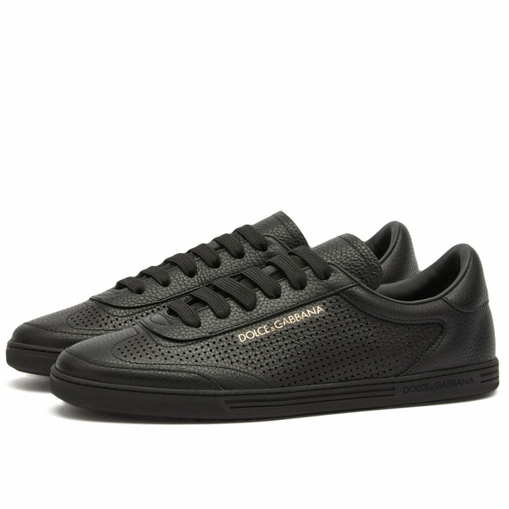Photo: Dolce & Gabbana Men's Saint Tropez Perforated Leather Sneakers in Black