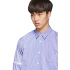 Comme des Garcons Shirt White and Blue Stripe Zip-On Sleeves Shirt