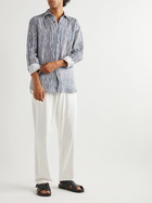 120% - Striped Linen Shirt - Blue