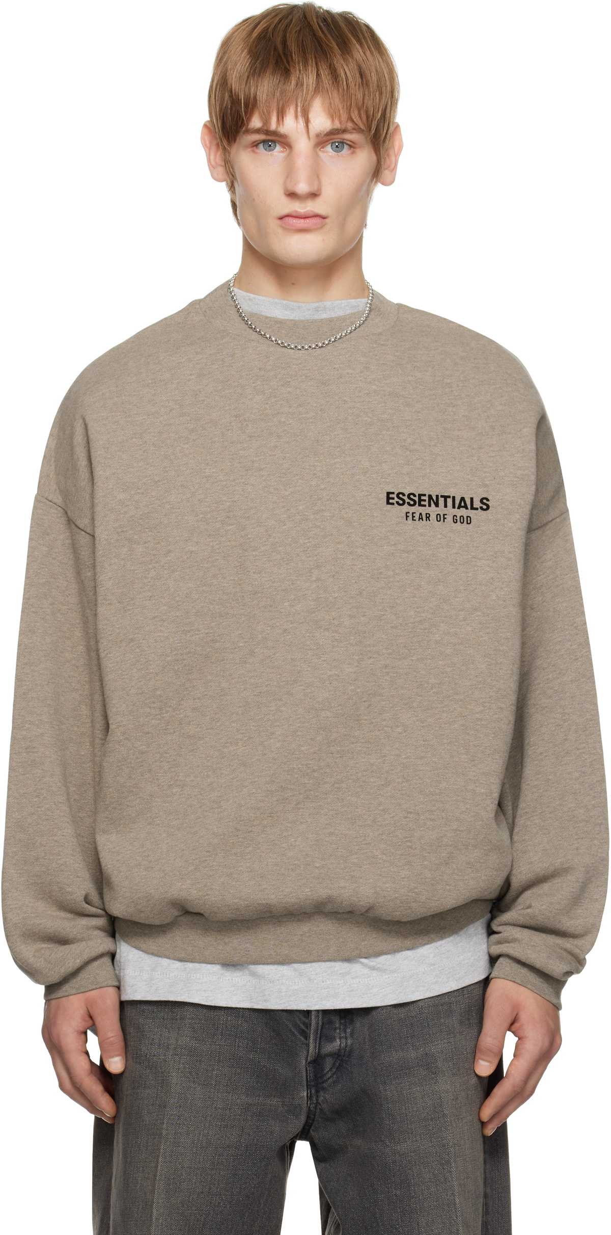 Fear of God ESSENTIALS Gray Fleece Crewneck Sweatshirt Fear