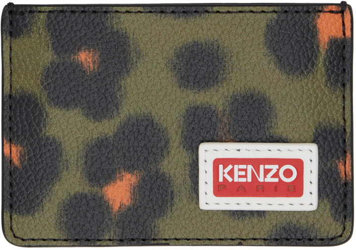 Photo: Kenzo Khaki & Black Kenzo Paris Floral Leopard Card Holder