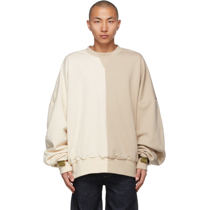 A. A. Spectrum Off-White and Beige Collage Sweatshirt A. A. Spectrum