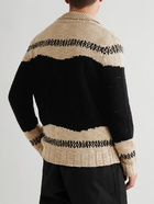 Barena - Intarsia Wool Zip-Up Cardigan - Black