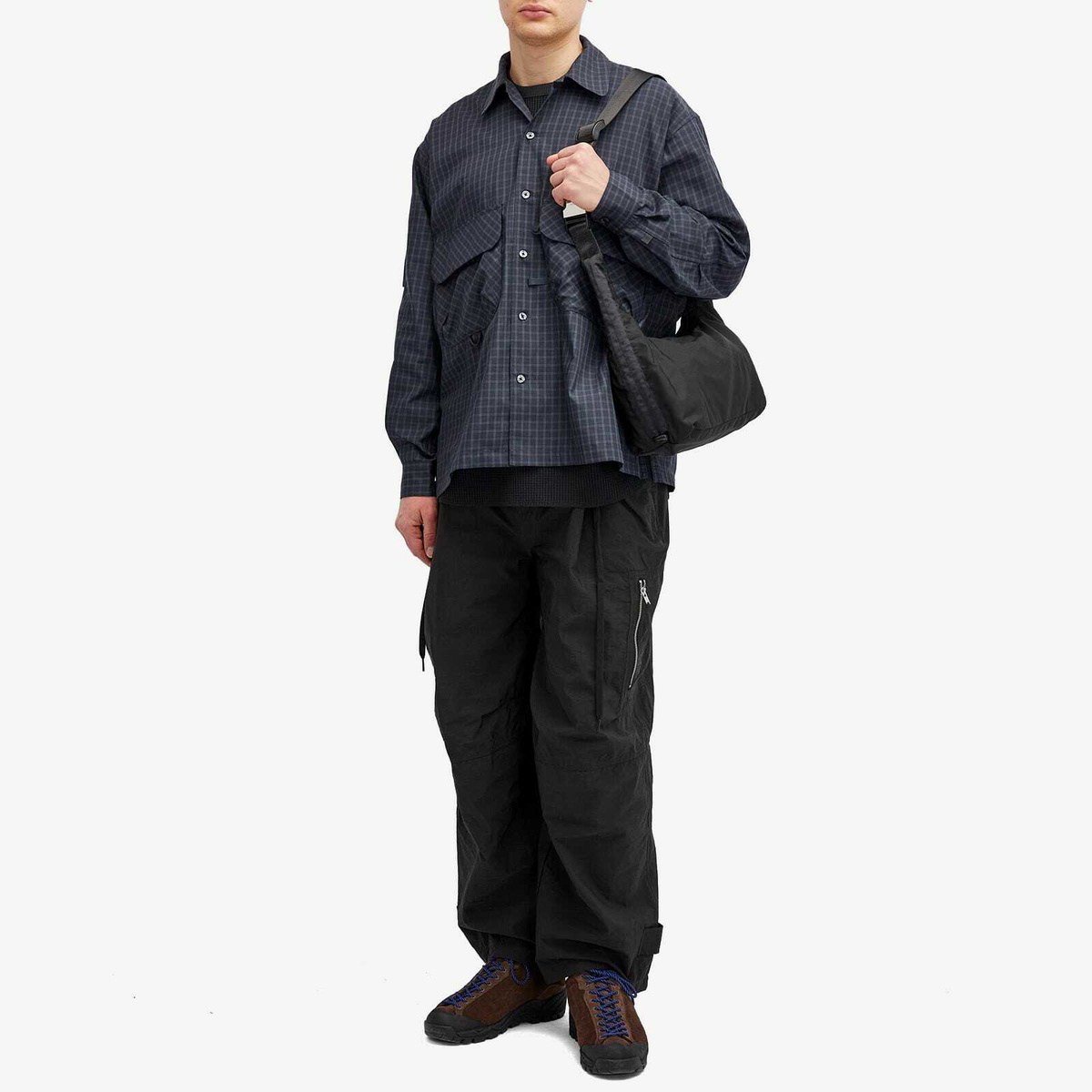 DAIWA Men's Tech Sports Plaid Shirt in Charcoal