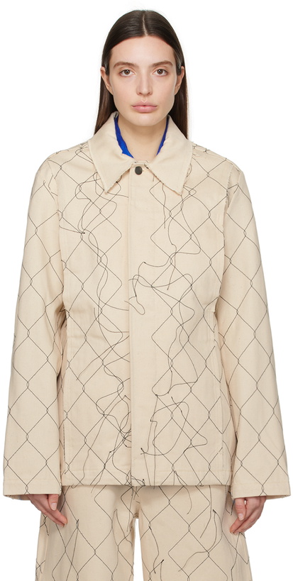 Photo: AIREI Beige Embroidered Denim Jacket