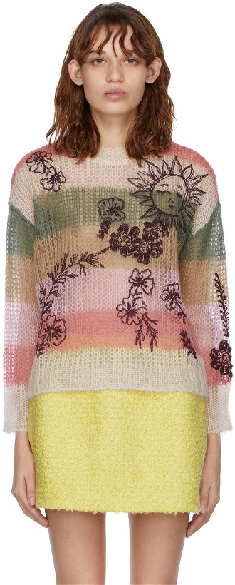 Photo: RED Valentino Multicolor Mohair Embroidered Sweater