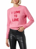 MC2 Saint Barth Woman Crewneck Pink Sweater I Love To Love Jacquard | Niki Dj Special Edition