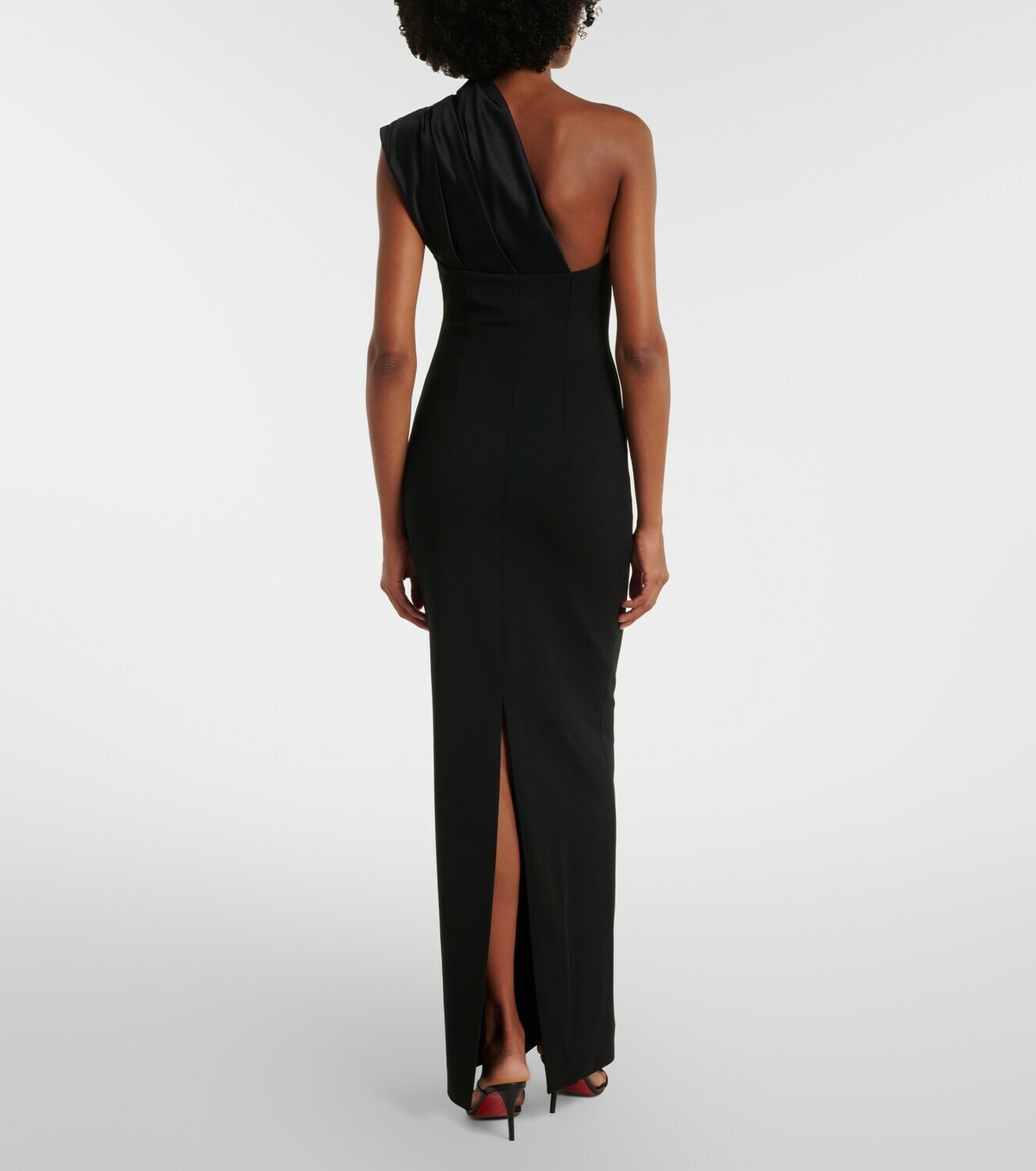 Solace London Gracie one-shoulder satin-trimmed gown