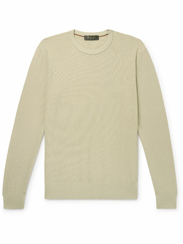 Photo: Loro Piana - Cotton and Silk-Blend Piqué Sweater - Neutrals