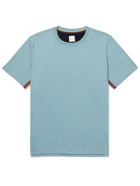 PAUL SMITH - Striped Webbing-Trimmed Cotton-Jersey T-Shirt - Blue