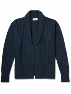 Mr P. - Shawl-Collar Crochet-Knit Wool, Cotton and Alpaca-Blend Cardigan - Blue