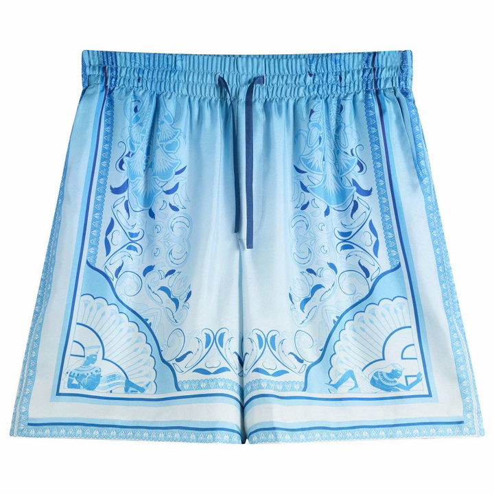 Photo: Casablanca Men's Egyptian Rug Silk Shorts in Blue