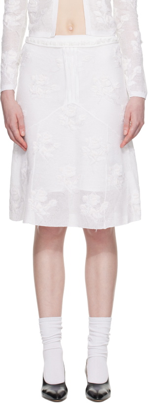 Photo: SHUSHU/TONG White Threadwork Knit Midi Skirt