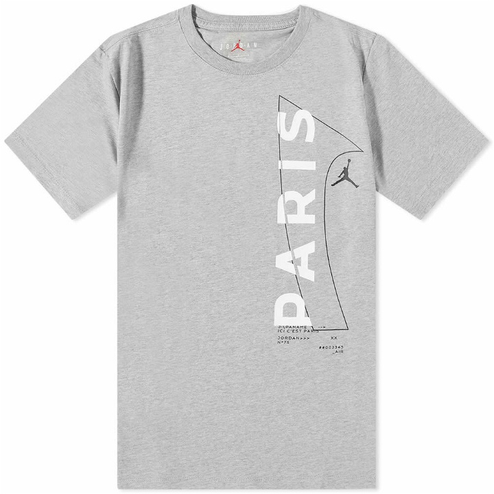 Photo: Air Jordan Men's PSG Paris T-Shirt in Dark Grey Heather/White/Black