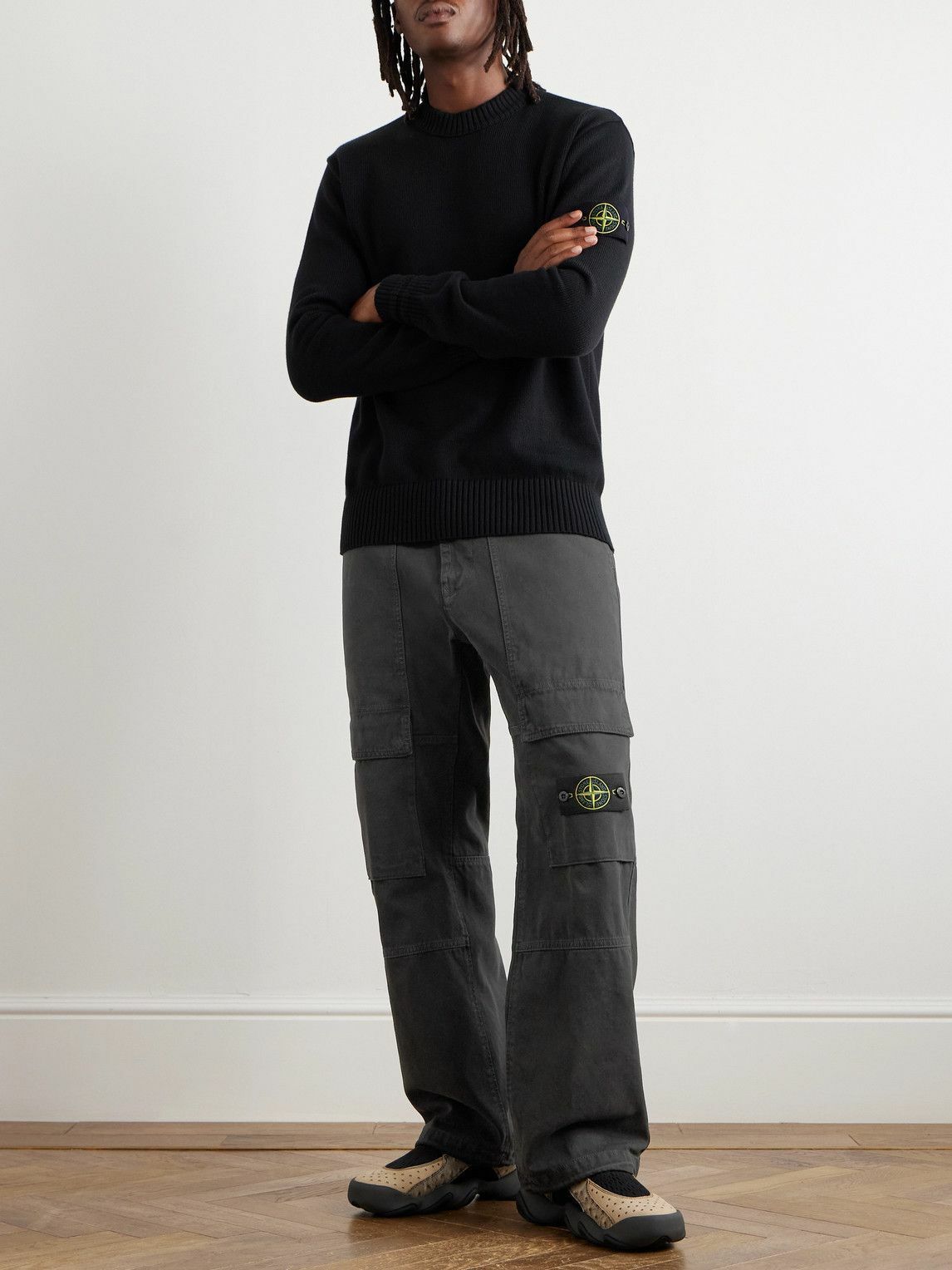 Stone Island - Straight-Leg Logo-Appliquéd Cotton-Canvas Cargo