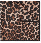 TOM FORD - Leopard-Print Silk-Twill Pocket Square - Brown