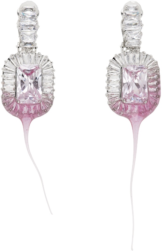 Photo: Ottolinger SSENSE Exclusive Pink Diamond Dip Clip Earrings