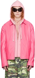 Acne Studios Pink Zip Leather Jacket