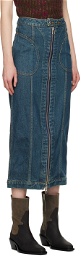 Eckhaus Latta Blue Zip Denim Midi Skirt