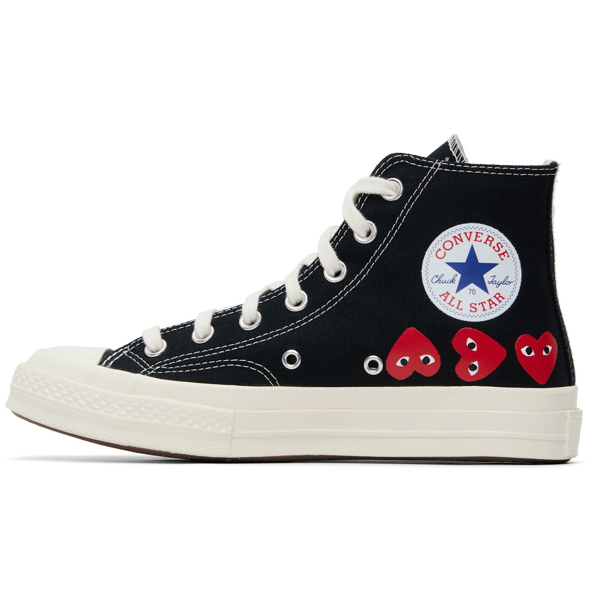 COMME des GARÇONS PLAY Black Converse Edition Chuck 70 Multi Heart Sneakers