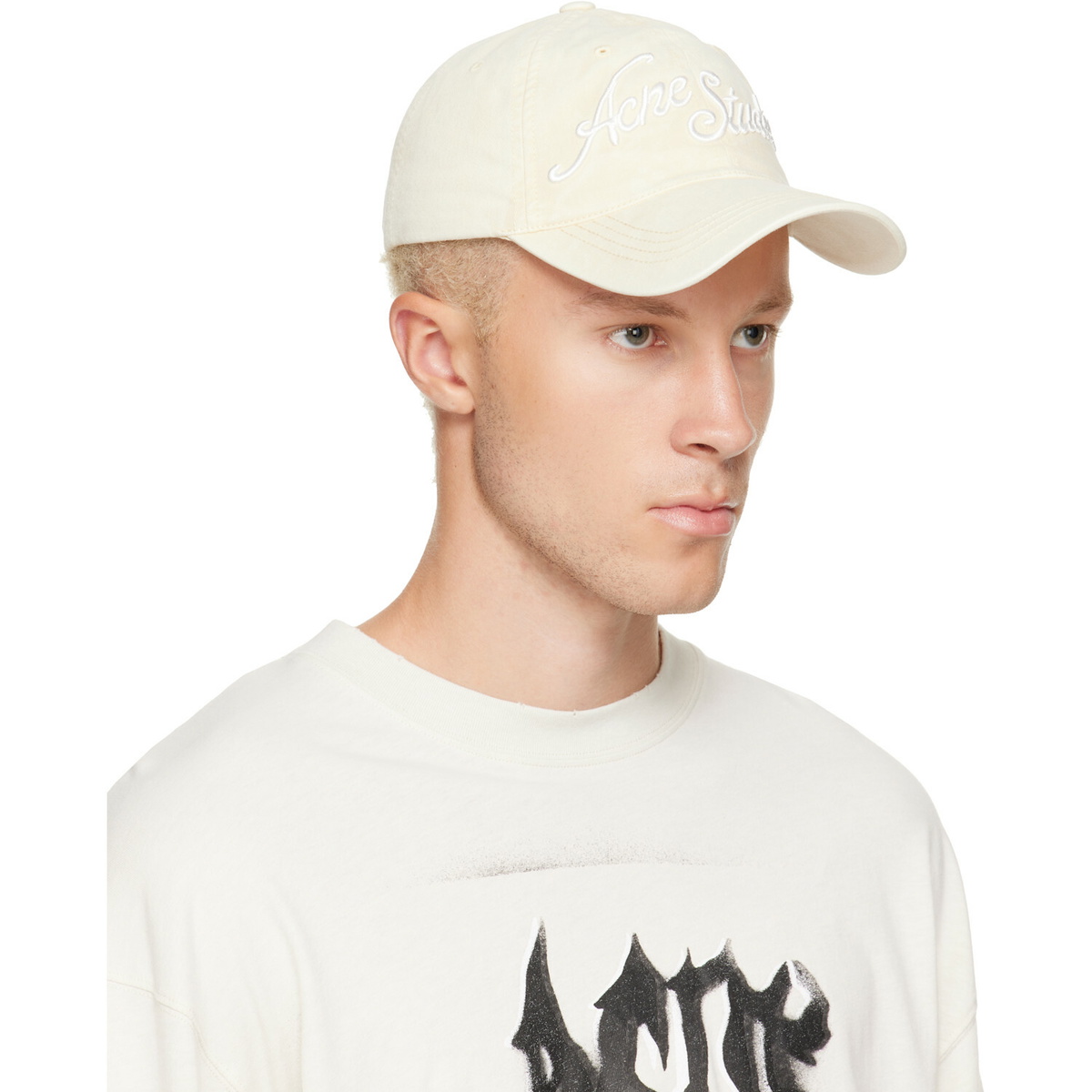 Acne Studios Off-White Embroidered Logo Cap