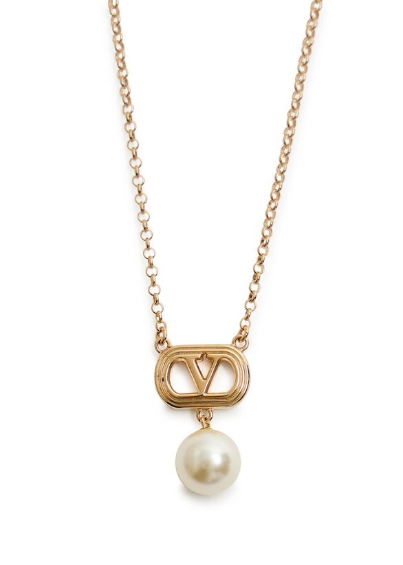 Photo: Valentino Garavani Ovalette Vlogo Necklace - Pearl - One Size