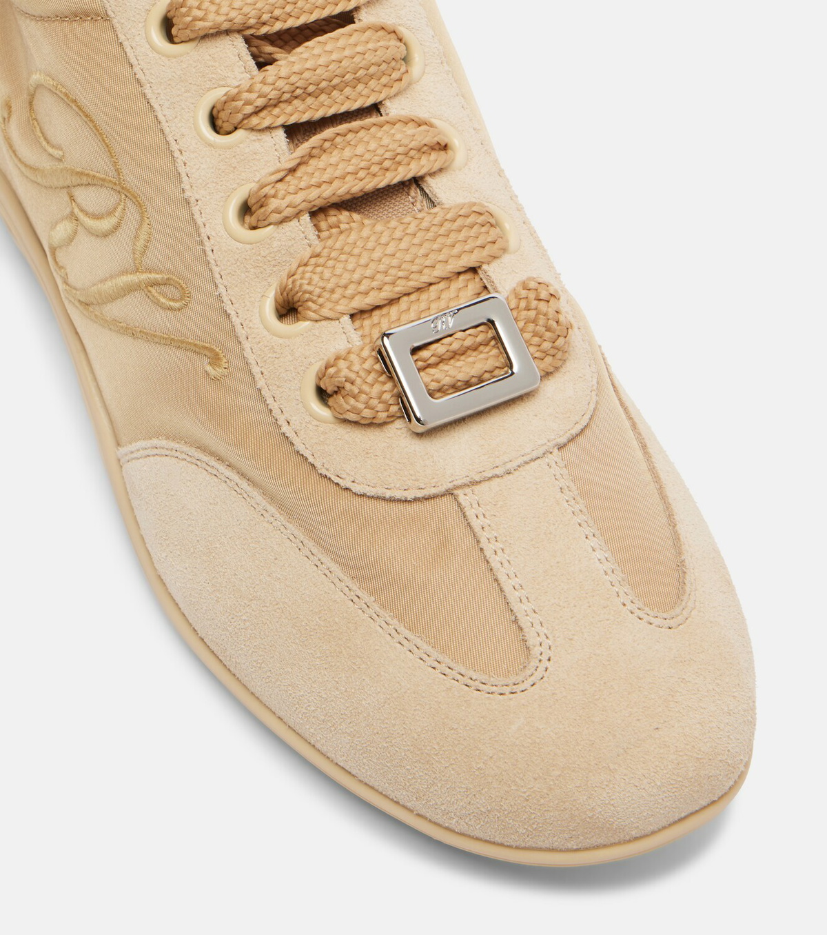 Roger Vivier Viv Low leather-trimmed satin sneakers