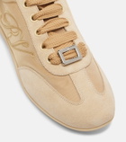 Roger Vivier Viv Low leather-trimmed satin sneakers