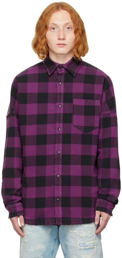 Photo: Palm Angels Purple & Black Check Shirt