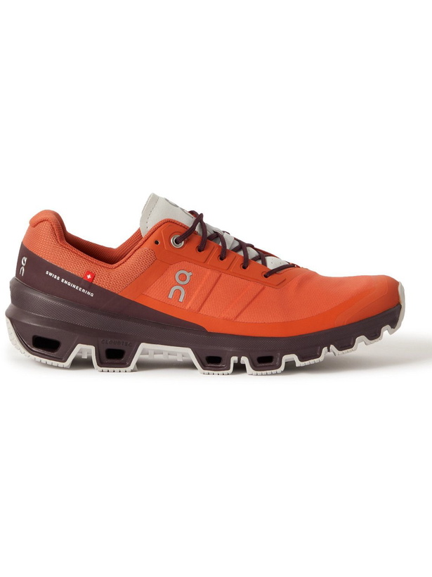 Photo: ON - Cloudventure Rubber-Trimmed Mesh Running Sneakers - Orange