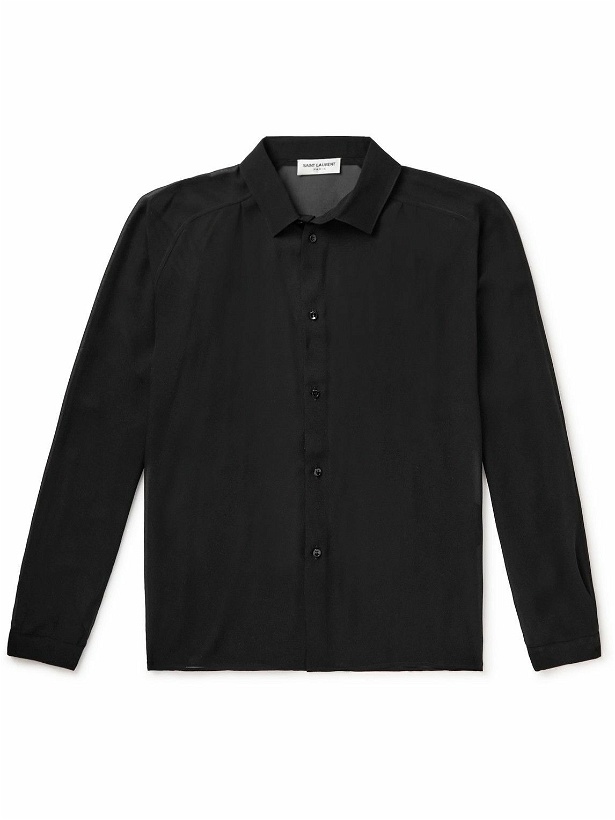 Photo: SAINT LAURENT - Silk-Chiffon Shirt - Black