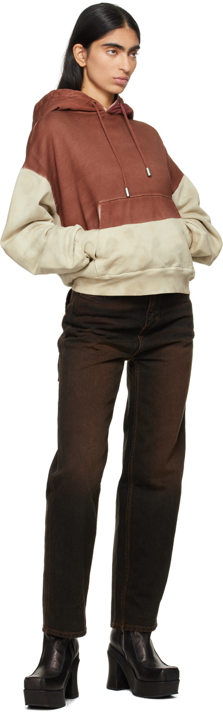Eckhaus Latta Beige & Red Boxy Hoodie Eckhaus Latta