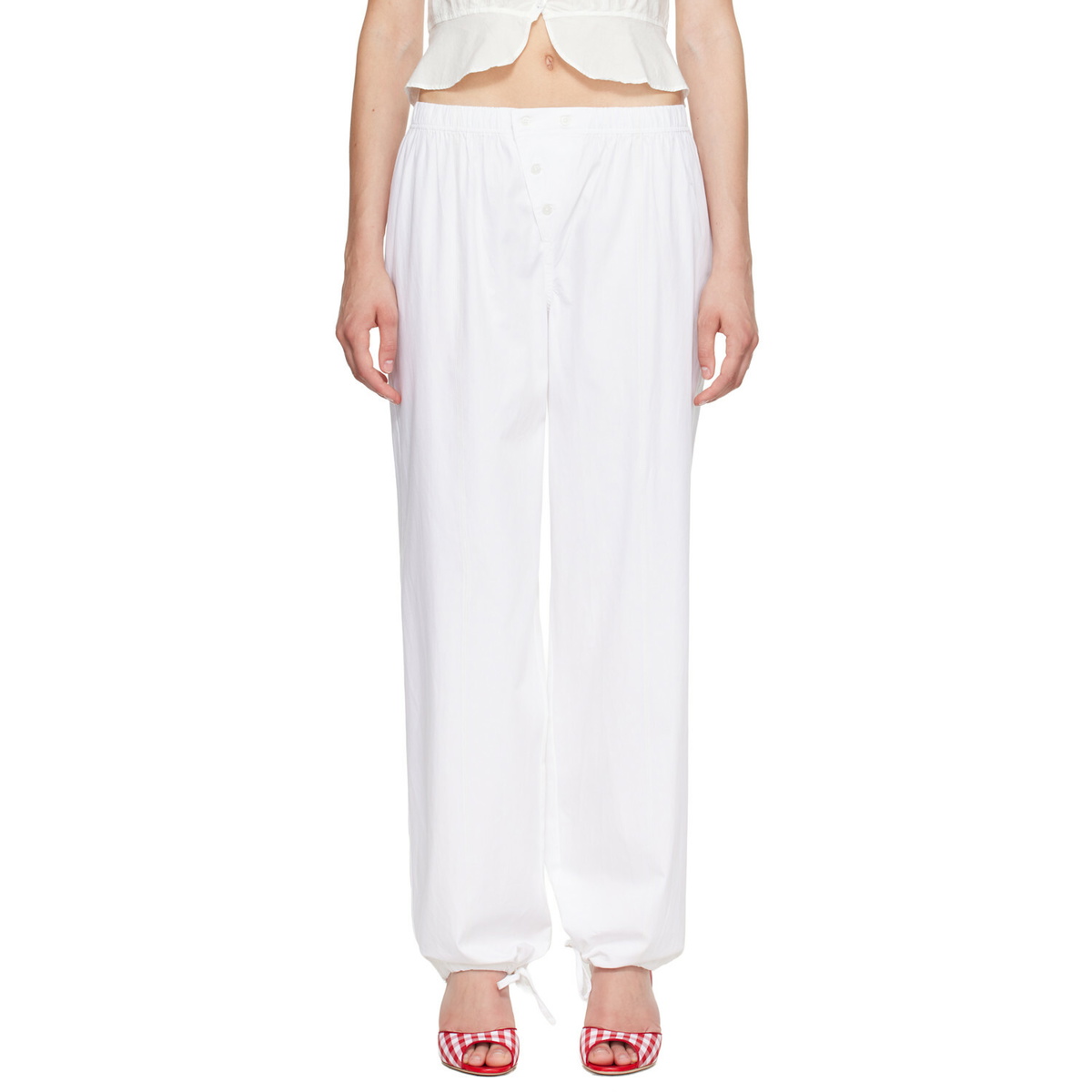 Fruity Booty White Poplin Trousers