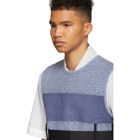 Craig Green Blue Cotton Acid Wash Line Stitch Vest