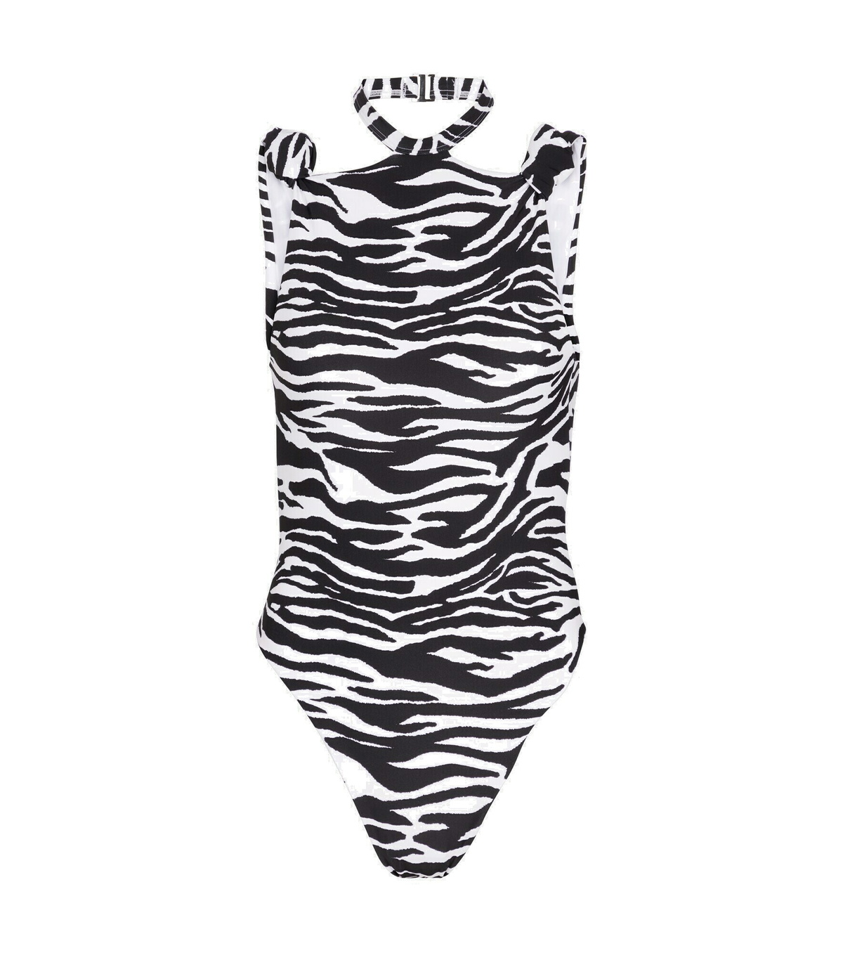 The Attico - Halterneck zebra-print swimsuit The Attico
