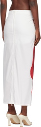 ISSEY MIYAKE White & Red Knit 'As Represented' Midi Skirt