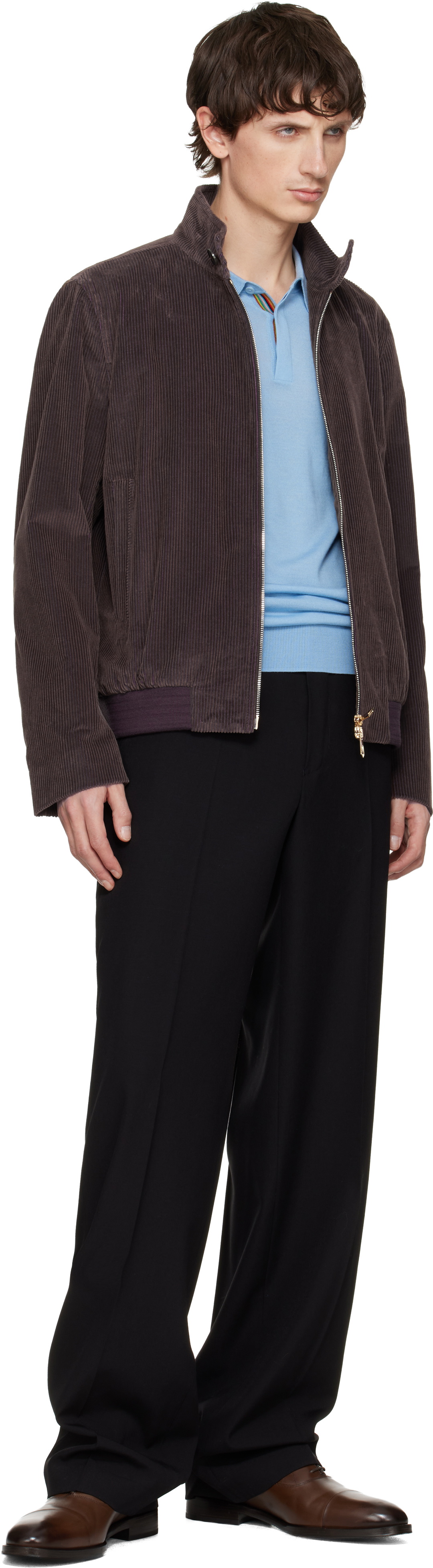 Paul Smith Brown Two-Tone Cotton Cord Bomber Jacket