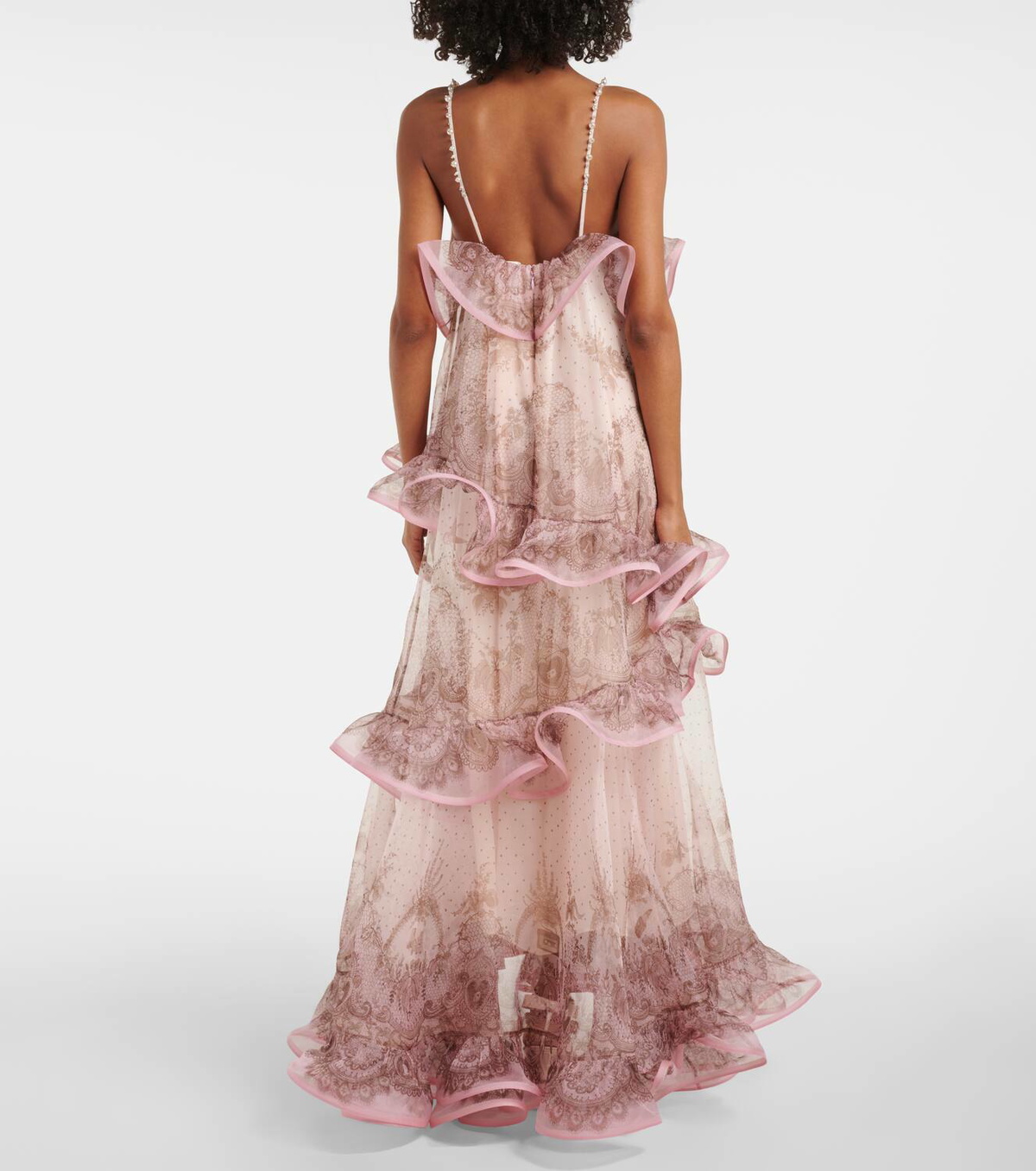 【Zimmermann】Illuminate ruffled silk organza maxi dress Illuminate floral ruffled silk organza gown in blue