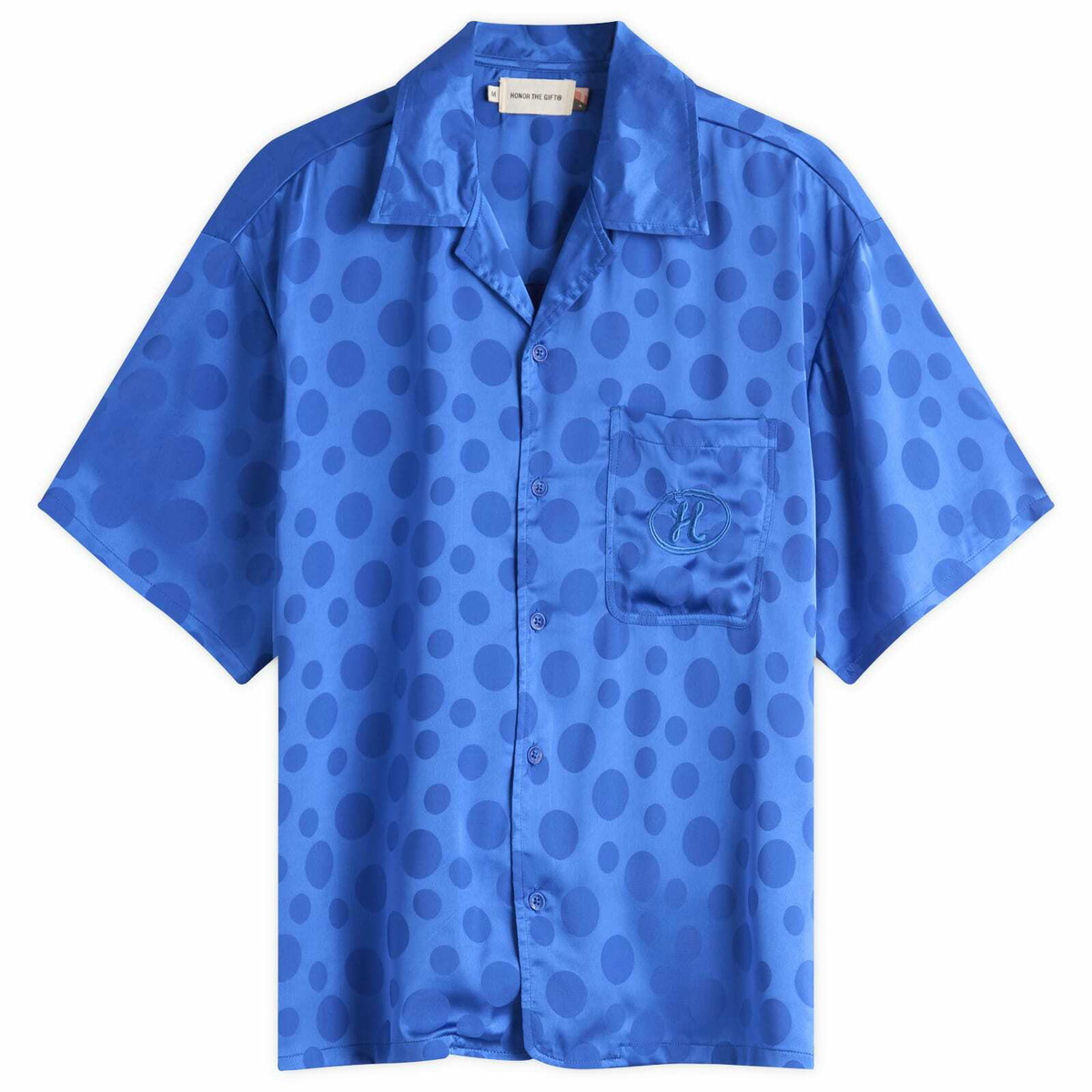 Honor the Gift Men's Polka Dot Vacation Shirt in Blue