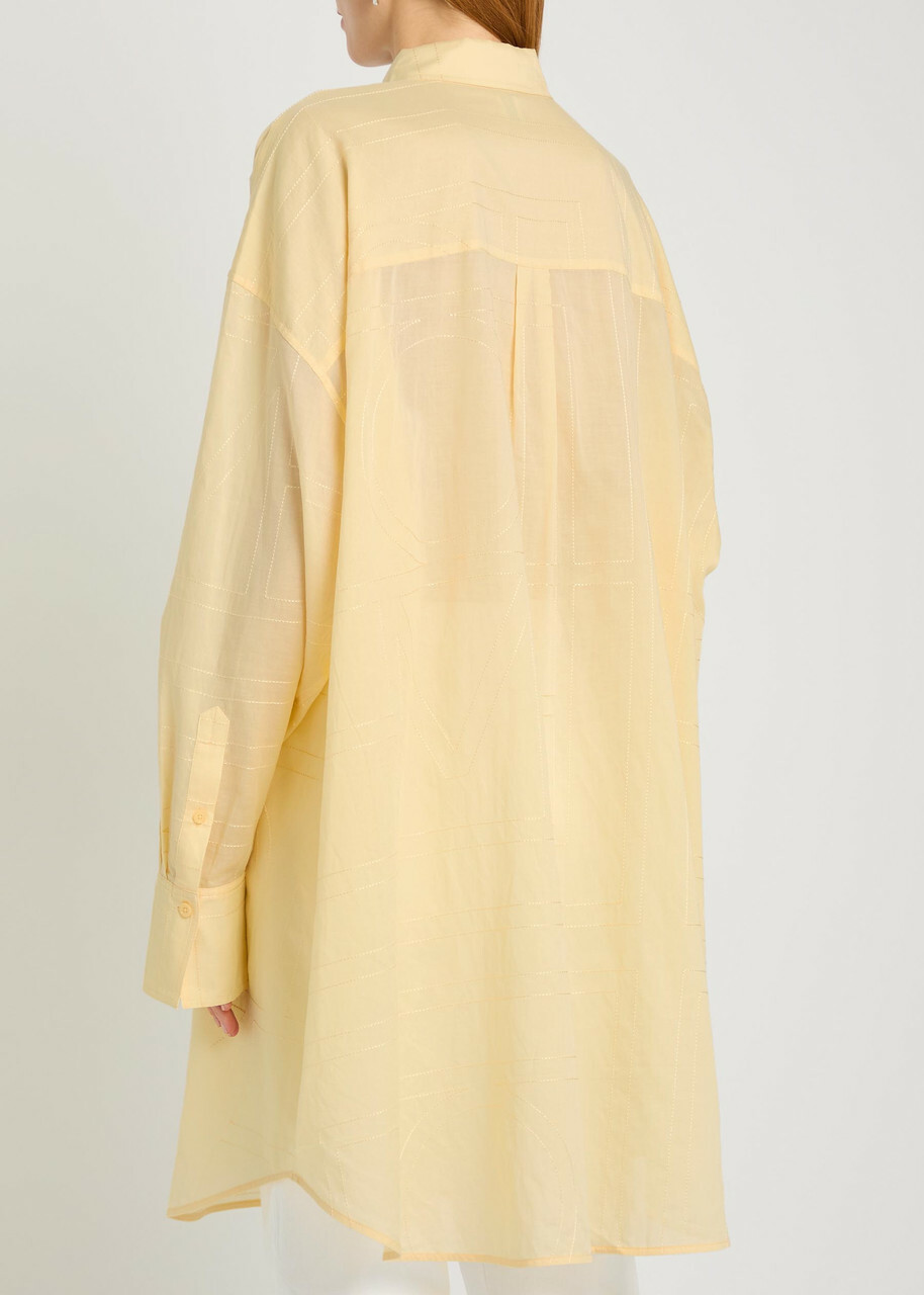 Toteme Logo-monogrammed Cotton-blend Shirt Yellow