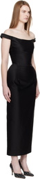 Magda Butrym Black Off-Shoulder Hip Pad Maxi Dress