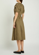 3.1 Phillip Lim Ruched Belted Cotton-poplin Midi Dress Khaki