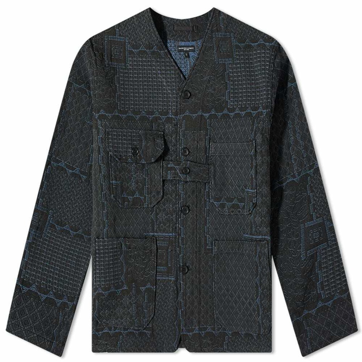Photo: Engineered Garments Men's Geo Jacquard Caridgan Jacket in Black/Navy