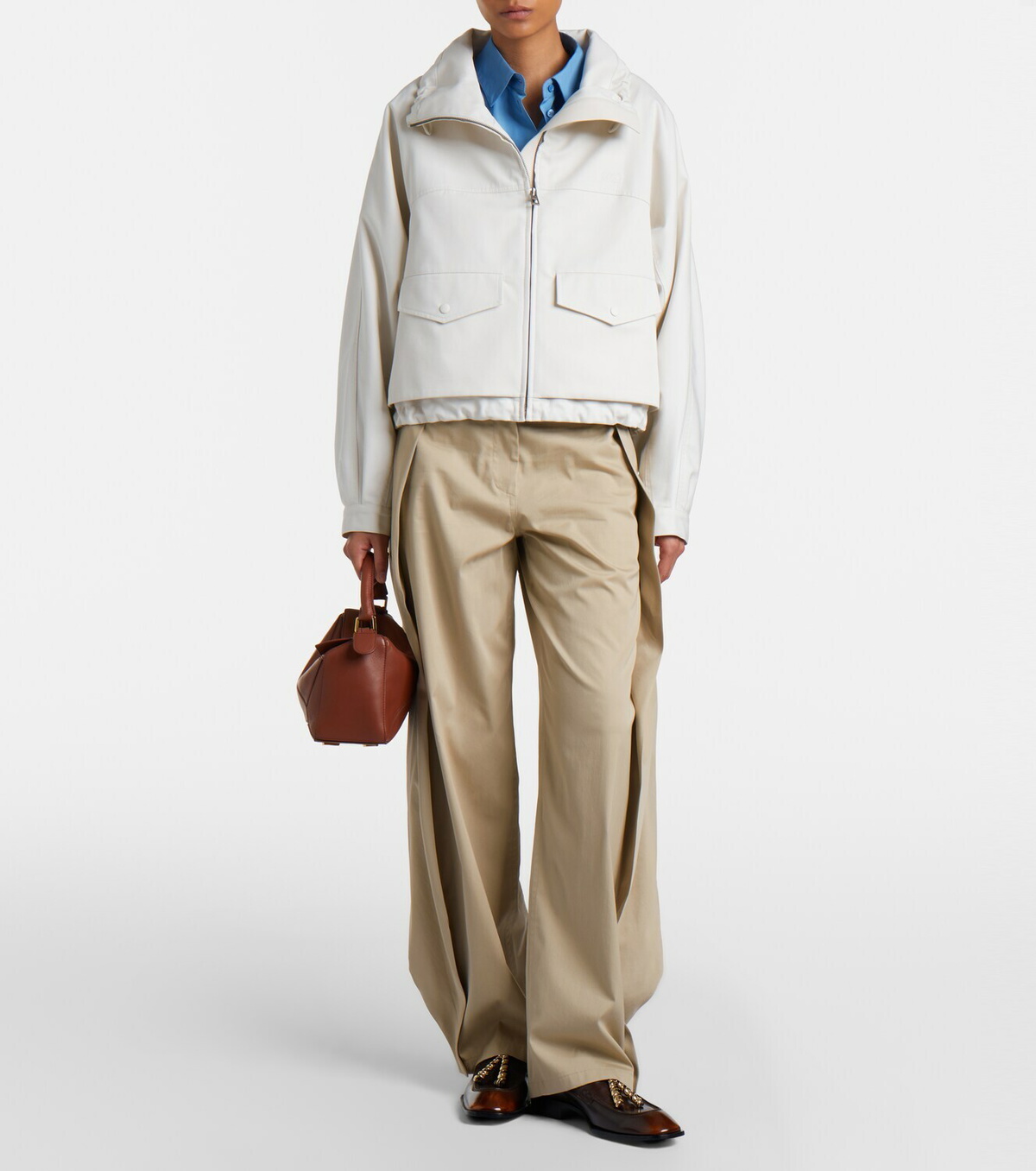 Loewe Cotton and silk gabardine wide-leg pants