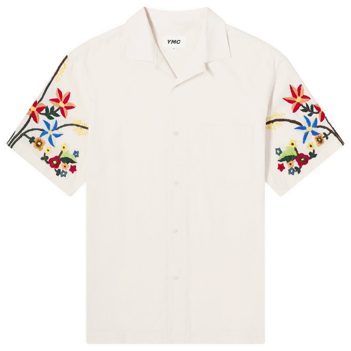 Photo: YMC Men's Idris Embroidered Vacation Shirt in Light Pink