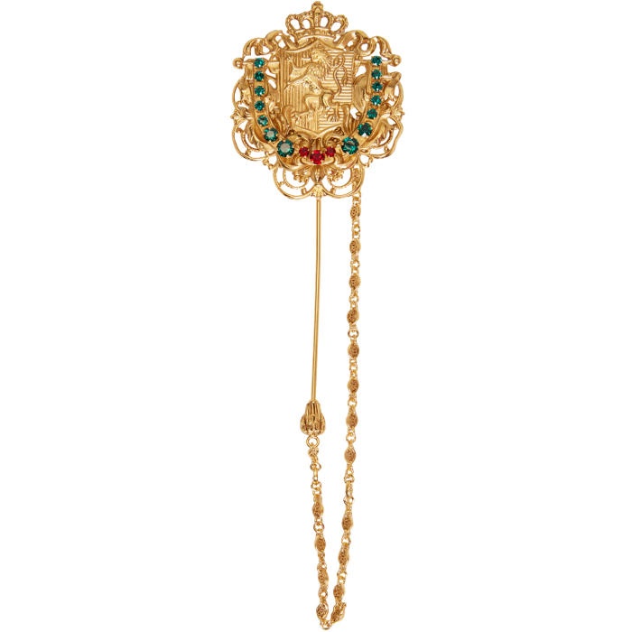 Photo: Dolce and Gabbana Gold Crest Pin