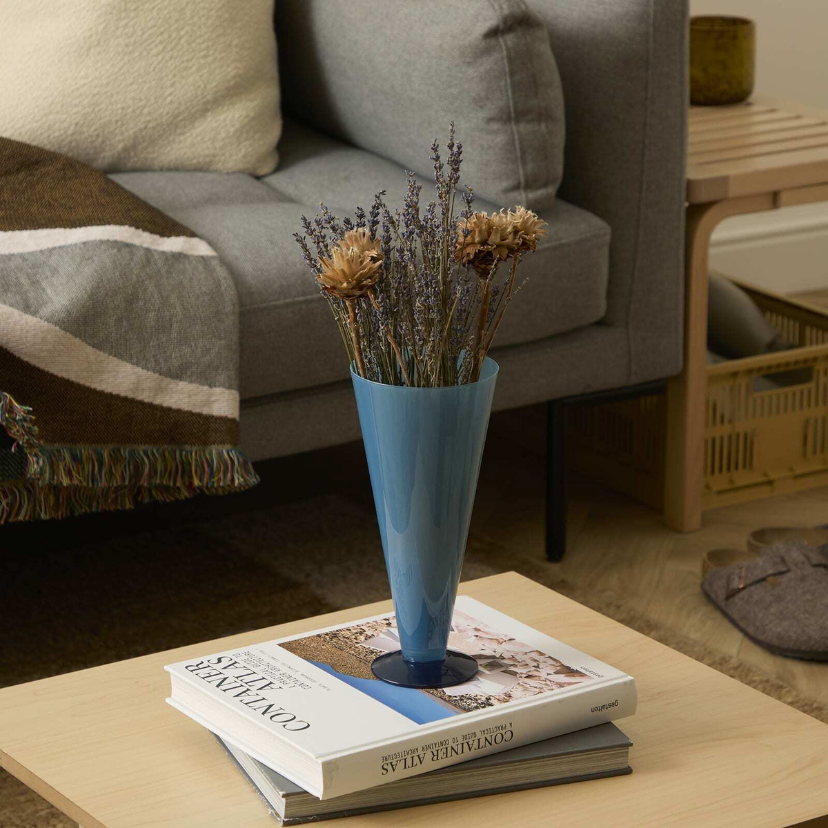 HAY Conical Vase - Large in Petrol Blue/Dark Blue 